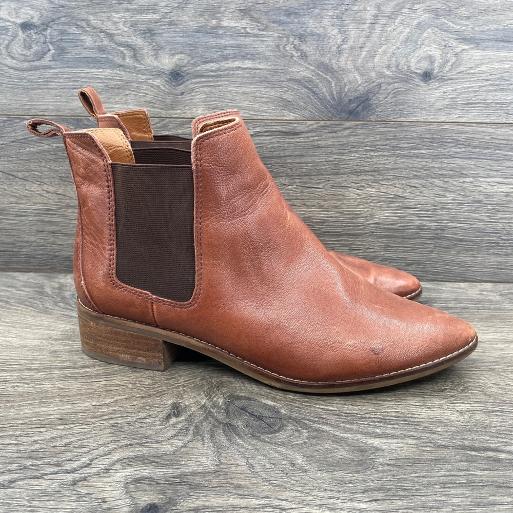 Lucky Brand Lufti Ankle Boots Womens 9.5 Brown Leather Pointed Chelsea Bootie
